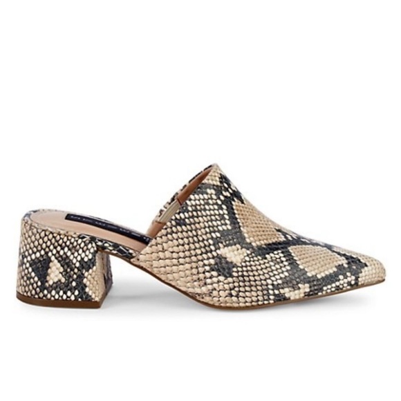 STEVEN NEW YORK by Steve Madden Selma Snake Print Pointed Toe Block Heel Mules - Picture 5 of 11